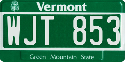 VT license plate WJT853