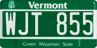 VT license plate WJT855