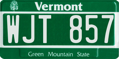 VT license plate WJT857