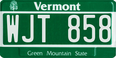 VT license plate WJT858