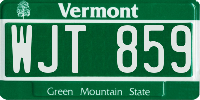 VT license plate WJT859
