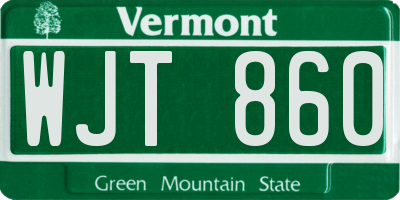 VT license plate WJT860
