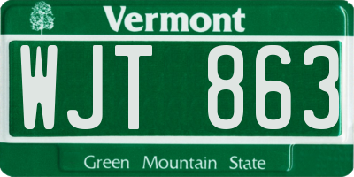 VT license plate WJT863
