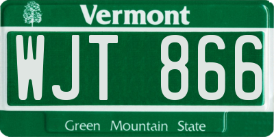 VT license plate WJT866