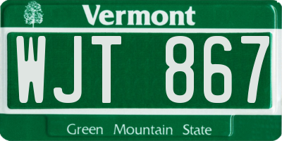 VT license plate WJT867