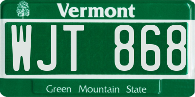 VT license plate WJT868