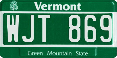 VT license plate WJT869