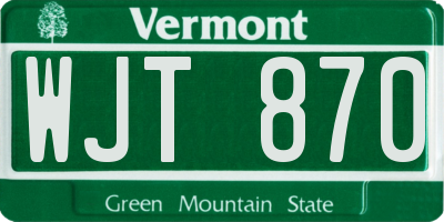 VT license plate WJT870