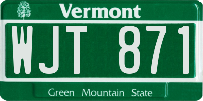 VT license plate WJT871