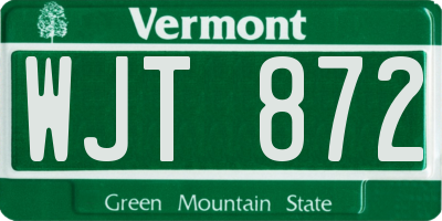 VT license plate WJT872