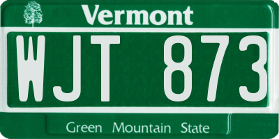 VT license plate WJT873