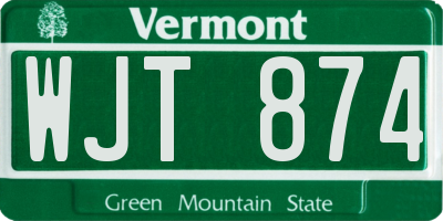 VT license plate WJT874
