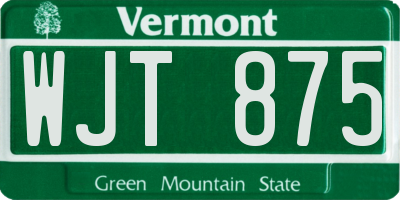 VT license plate WJT875