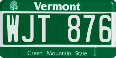 VT license plate WJT876