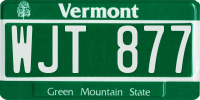 VT license plate WJT877