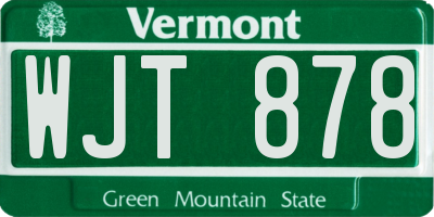 VT license plate WJT878