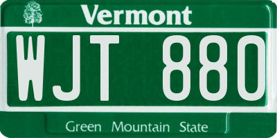 VT license plate WJT880