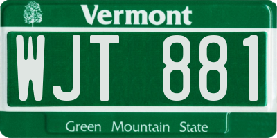 VT license plate WJT881