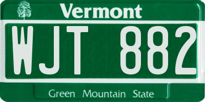 VT license plate WJT882