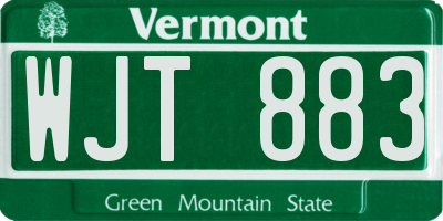 VT license plate WJT883