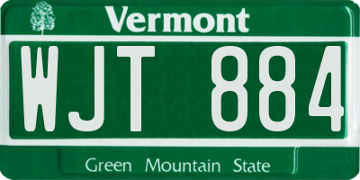 VT license plate WJT884