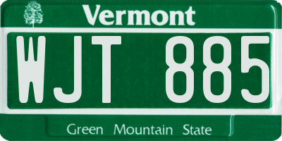 VT license plate WJT885