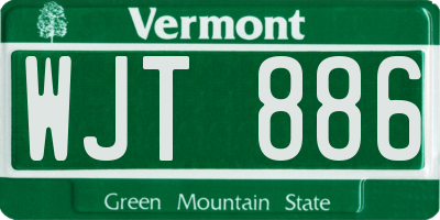 VT license plate WJT886