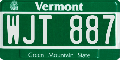 VT license plate WJT887