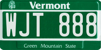 VT license plate WJT888