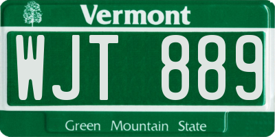 VT license plate WJT889