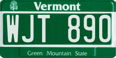 VT license plate WJT890