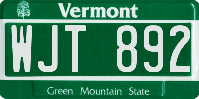 VT license plate WJT892
