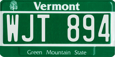 VT license plate WJT894