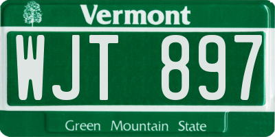 VT license plate WJT897