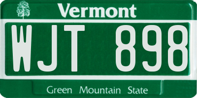 VT license plate WJT898