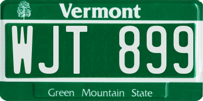 VT license plate WJT899
