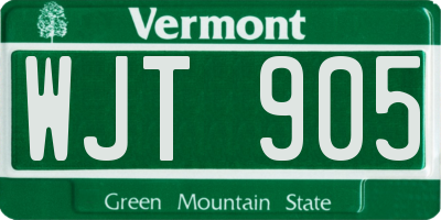 VT license plate WJT905