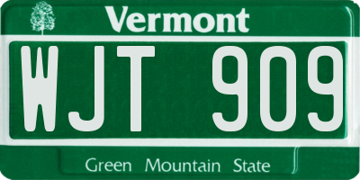 VT license plate WJT909