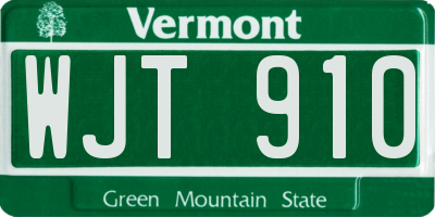 VT license plate WJT910