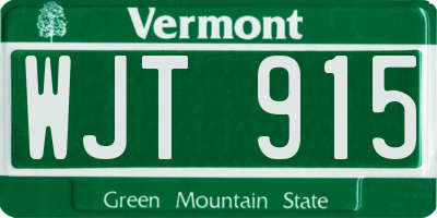 VT license plate WJT915