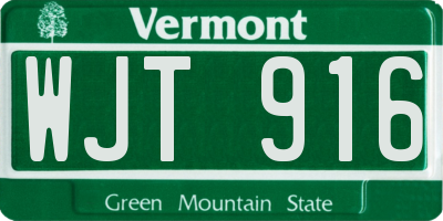 VT license plate WJT916