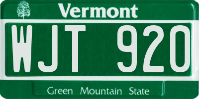 VT license plate WJT920