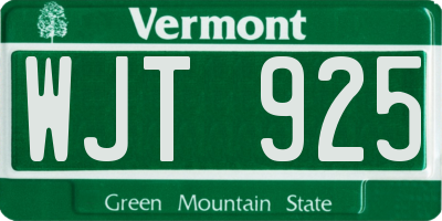 VT license plate WJT925
