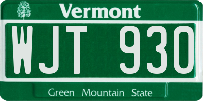VT license plate WJT930