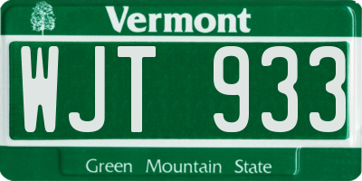 VT license plate WJT933