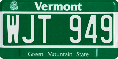 VT license plate WJT949
