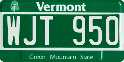 VT license plate WJT950