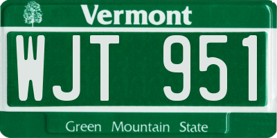VT license plate WJT951