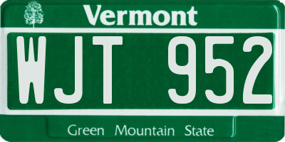 VT license plate WJT952