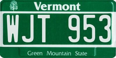 VT license plate WJT953